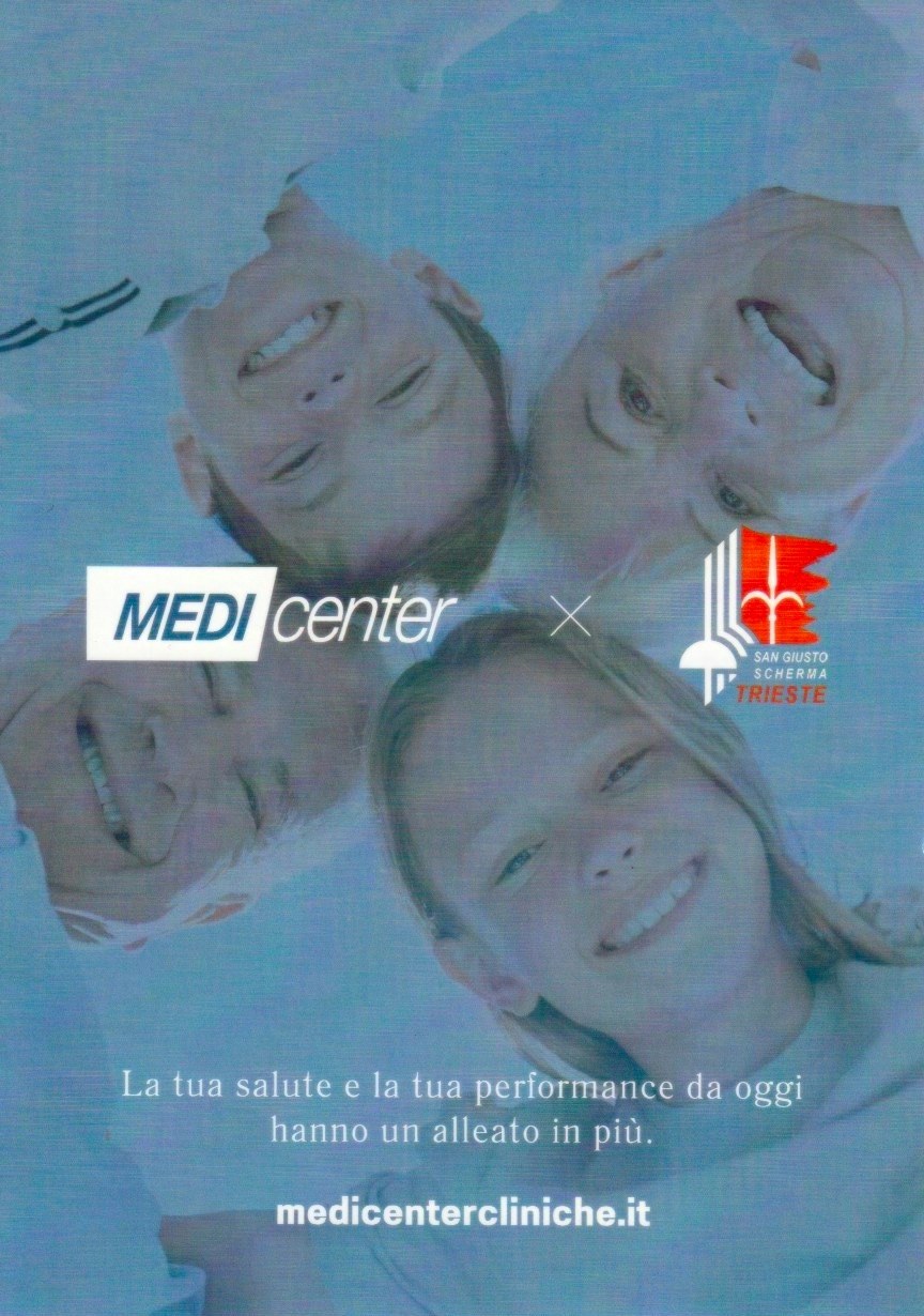 Volantino della collaborazione tra Medicenter e San Giusto Scherma Trieste